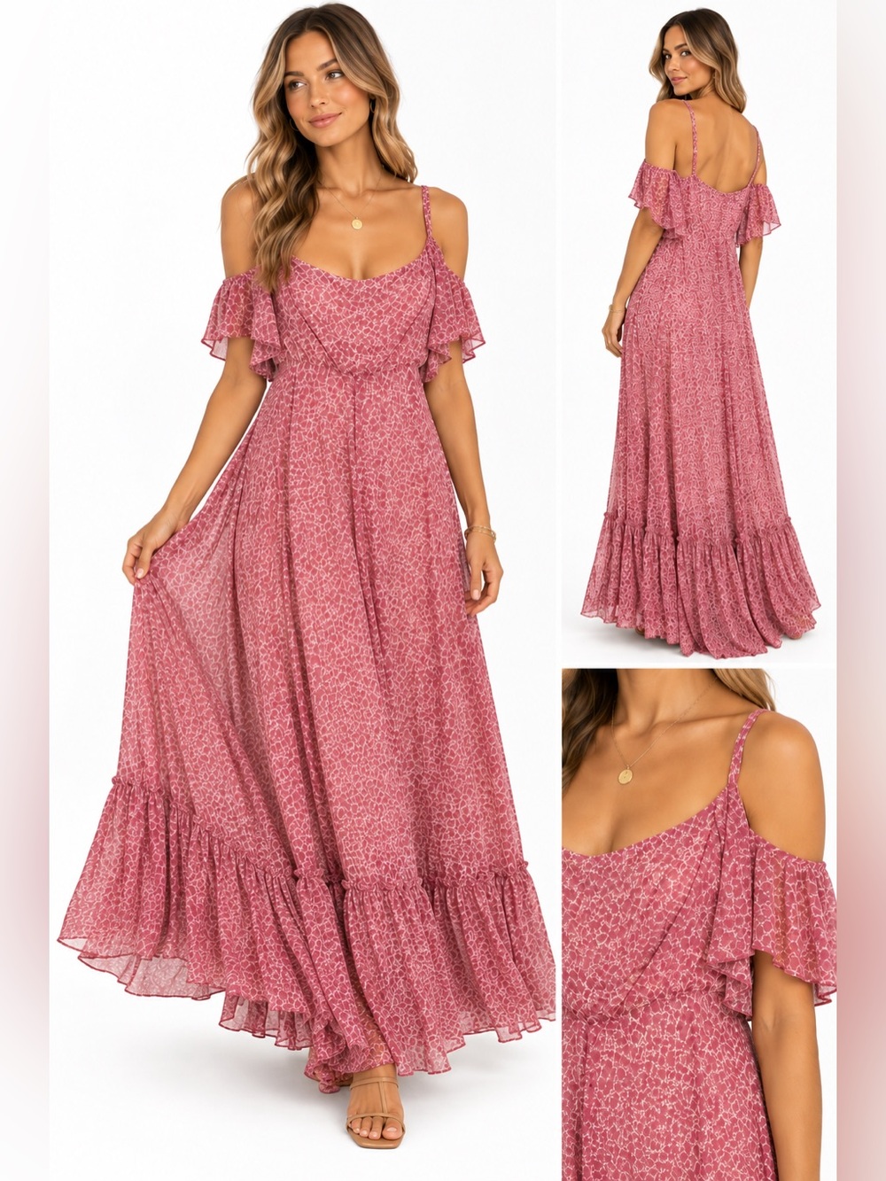 ZIVA LAGOS YEEDA pink floral maxi dress NWT size 16